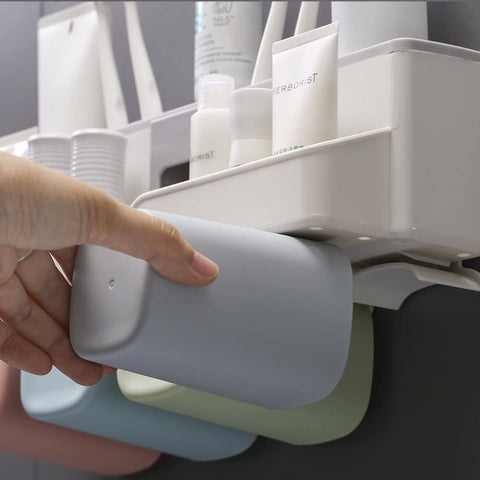 2 Section Caddy Korean Wall Mount Toothbrush