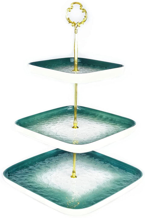 3 Tier Ceramic Tray European Style- Green