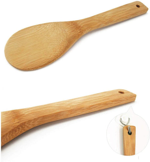 5Pcs Non Stick Pure Bamboo Wooden Spoon Set