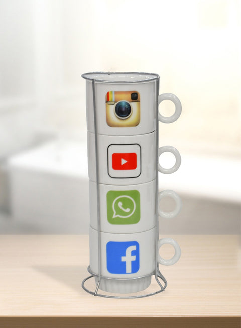 5Pcs Social Media Mug Stack