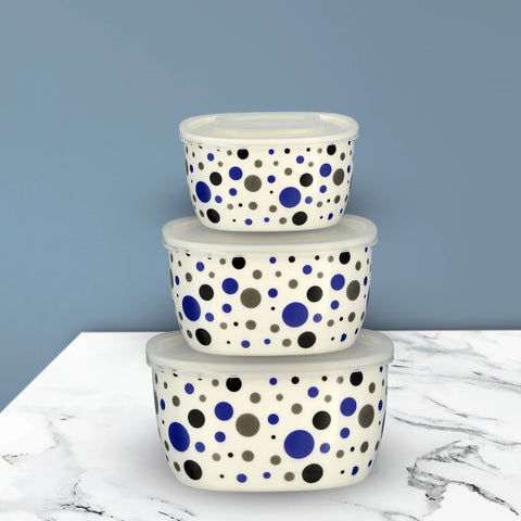 3Pcs Blue Floral Melamine Bowls