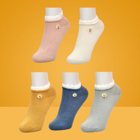 5 Packs Premium Design Cotton No Show Ankle Socks