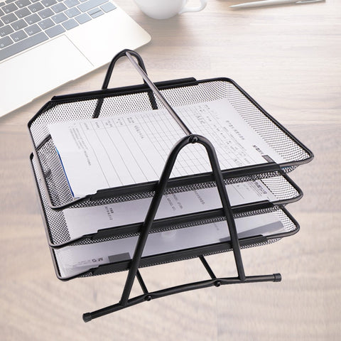 Jet Black News Paper & File Rack- 3 Tier