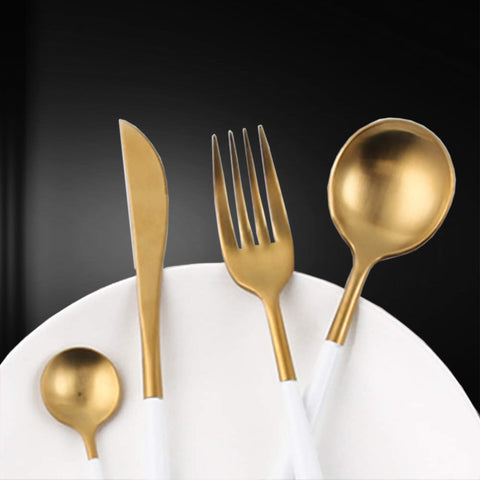 Luxury Gold And White Cutlery Set