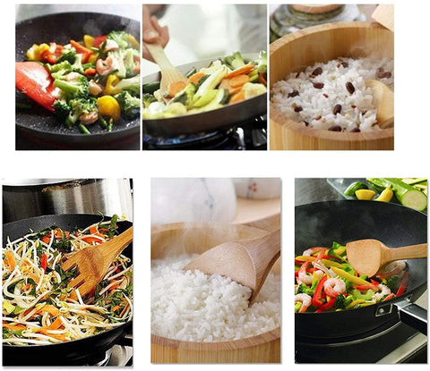 5Pcs Non Stick Pure Bamboo Wooden Spoon Set