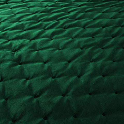 Crushed Velvet Green Bedspread Set