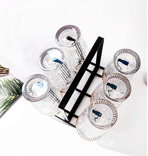 6Pcs Gold Rimmed Embossed Floral Glass Set