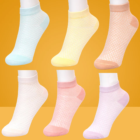 6 Packs Mosaic Pattern Cotton Cut Liner Socks