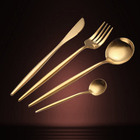 4Pcs Stainless Steel Gold Cutlery Set