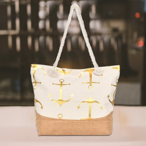 Gold Ladies Anchor Design Shoulder Bag