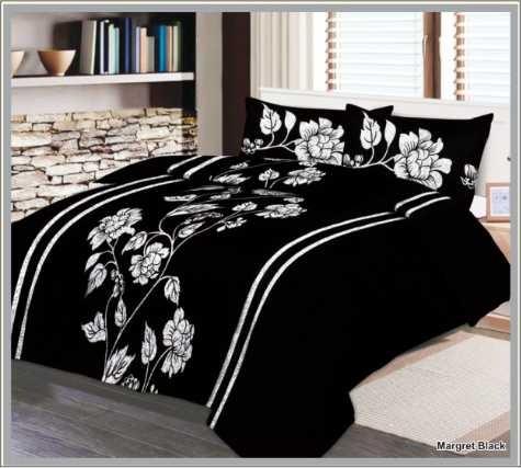 Margret black Cotton Satin Duvet Cover Set