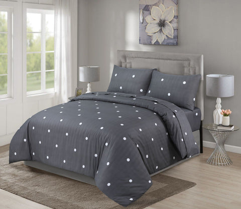 Grey Dotted Soft Satin Bedsheet