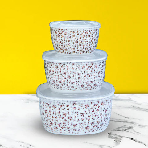 3Pcs Blue Floral Melamine Bowls