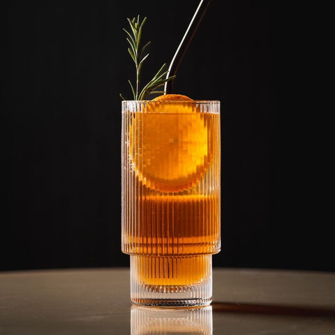 6Pcs Vertical Stripe Gold Glass Set