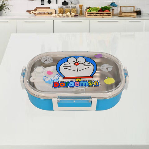 Blue Lunch Box for kids- Cartoon Character Stainless Steel