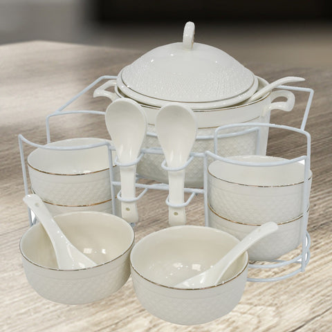 15Pcs Traditional Ceramic Soup Set