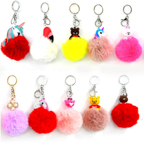 Keychain- Fluffy Ball Hanging
