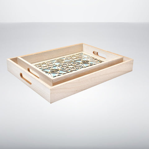Pair of Woody Texture Trays