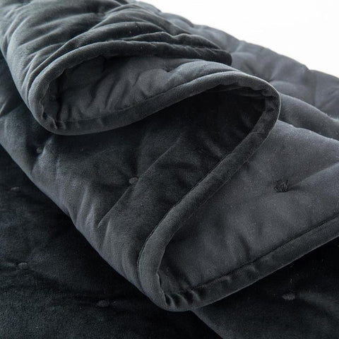 Crushed Velvet Black Bedspread Set