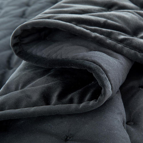 Crushed Velvet Black Bedspread Set