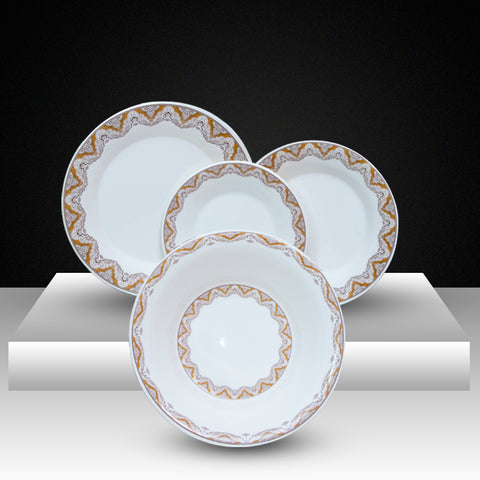 24Pcs Zig Zag Melamine Dinner Set