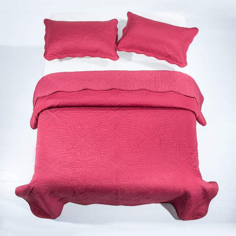 Burgundy Jacquard Bedspread Set