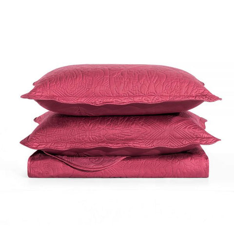 Burgundy Jacquard Bedspread Set