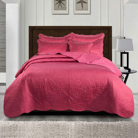 Burgundy Jacquard Bedspread Set