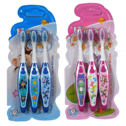 3Pcs Butterfly Character Soft Bristles Kids Tooth Brush