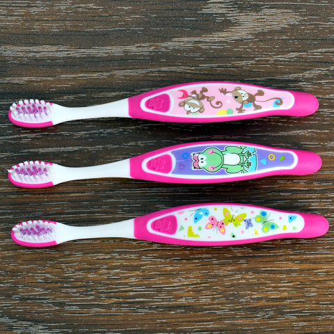3Pcs Butterfly Character Soft Bristles Kids Tooth Brush