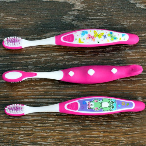 3Pcs Butterfly Character Soft Bristles Kids Tooth Brush