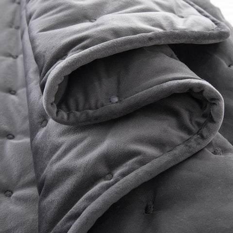 Crushed Velvet Grey Bedspread Set