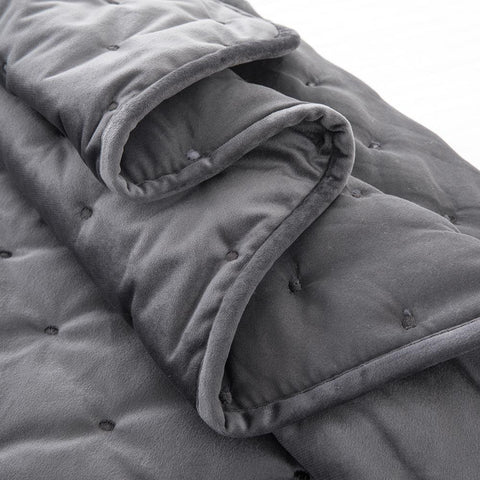 Crushed Velvet Grey Bedspread Set