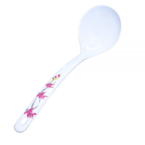 White Floral Melamine Spoon