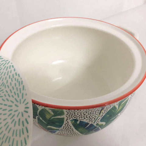 8Pcs Tropical Green Ceramic Soup Set