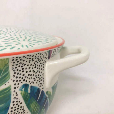 8Pcs Tropical Green Ceramic Soup Set