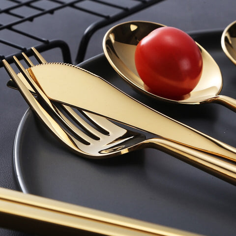 4Pcs Stainless Steel Pink Cutlery Set