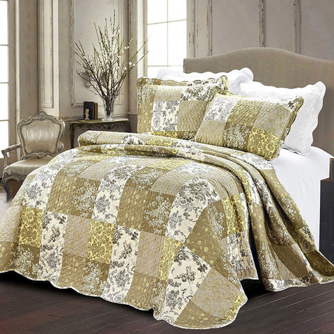 Glamour Satin Jacquard Floral Bedspread Set