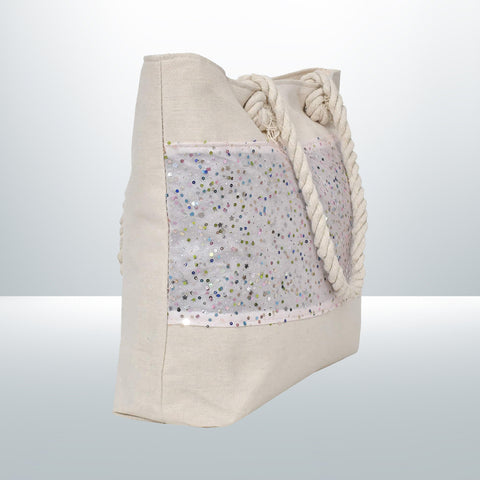 Light Pink Ladies Glitter Tote Design Shoulder Bag