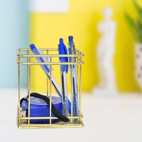 Square- Shiny Gold Stationery Holder