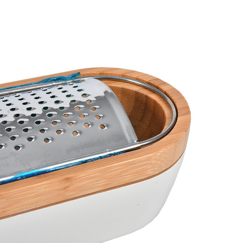Grater And Collector Bamboo Wood