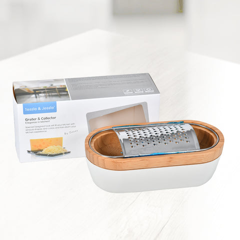 Grater And Collector Bamboo Wood