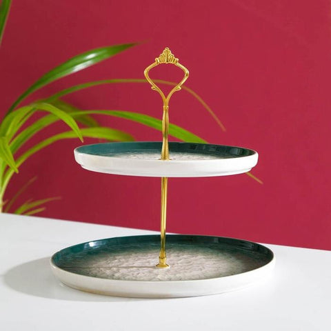 Round Ceramic Tray 2 Tier Nordic Style