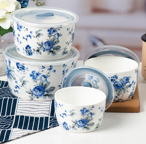 4Pcs Colorful Ceramic Sealed Bowls