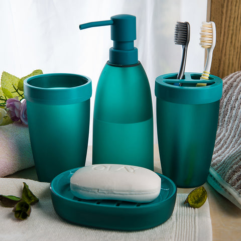 7Pcs Cerbior Blue Premium Plastic Bathroom Accessories Set