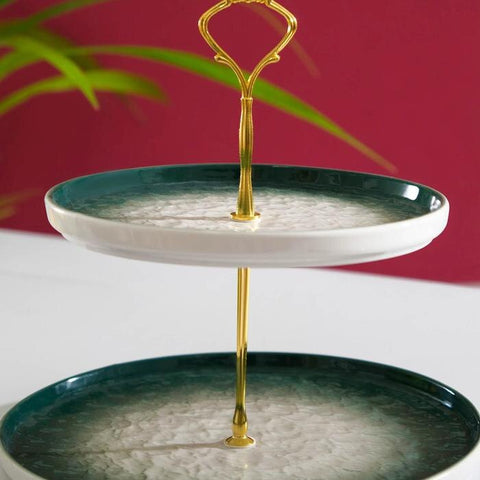 Round Ceramic Tray 2 Tier Nordic Style