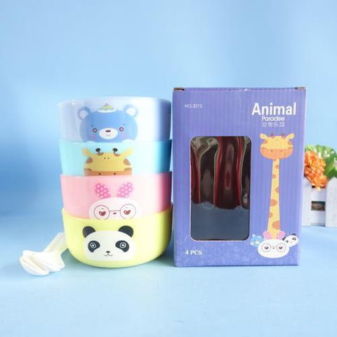 4Pcs Animal Paradise Colorful Bowls