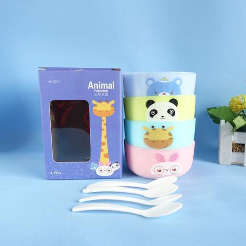 4Pcs Animal Paradise Colorful Bowls