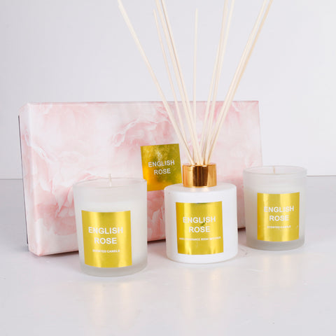 3Pcs Pastel Fragrance Room Diffuser With Sticks And Scented Candles