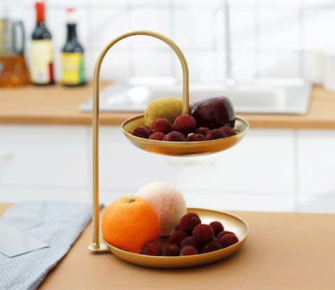 Serving Stand Gold Metallic- 2 Tier